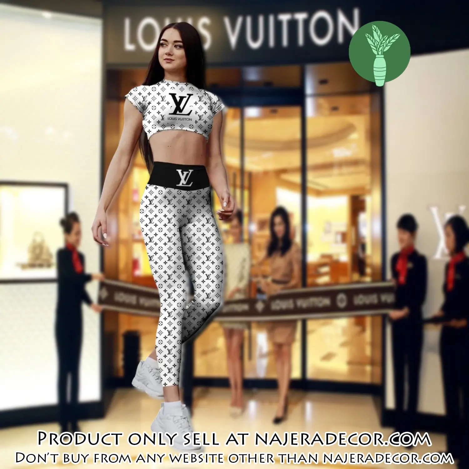 White louis vuitton sportwear combo luxury brand crop top tshirt and legging for women ctl1011 njr3357231